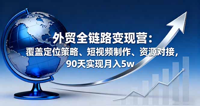 外贸全链路变现营：覆盖定位策略、短视频制作、资源对接，90天实现月入5w